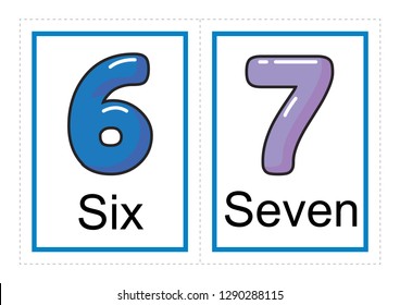 Printable flash card collection for numbers and their names for preschool / kindergarten kids | let's learn numbers illustration
