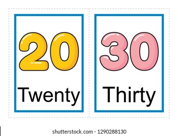 printable flash card collection numbers their stock vector royalty free 1290288130 shutterstock