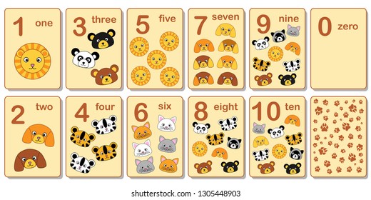 printable flashcard collection numbers 0 10 stock vector royalty free 1305448903 shutterstock