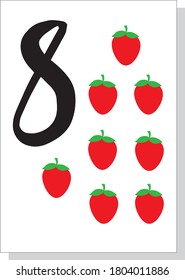 Printable flashcard for numbers for children. For preschool and kindergarten kids learning numbers, to count to deduct, to decide math example. Mathematics cards for children. Educational card. Vector