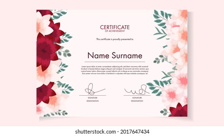 Printable Floral Certificate Background Ornate Frame Stock Vector ...