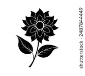 Printable flower silhouette vector - perfect for elegant and versatile design projects.