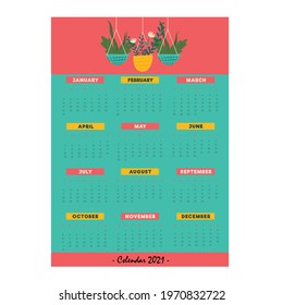 printable flowery calendar for 2021 vector design 