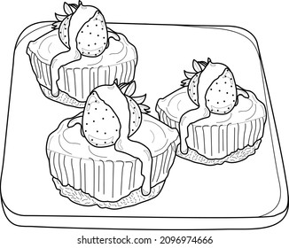 Printable Food coloring pages and Vector Line for kids and adults 