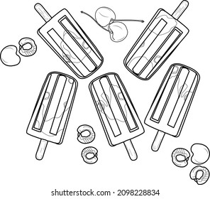 Printable Food coloring pages and Vector Line for kids and adults 