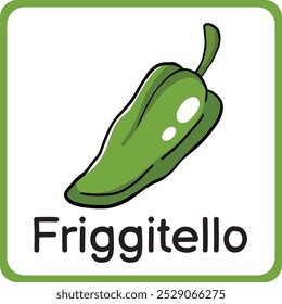 Printable friggitello vegetable flashcards for kids. Study and learning vegetables. Education game