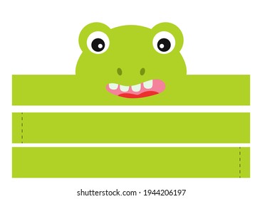 Druckbares Froschpapier-Headband. Party Kronen-Schnitt-Vorlage zum Geburtstag, Weihnachten, Baby-Dusche. Unterhaltungszubehör. Drucken, schneiden und leimen. Vektorgrafik.