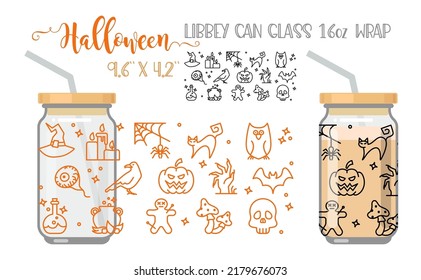 Printable Full wrap for libby class can. A pattern with Helloween witchcraft symbols