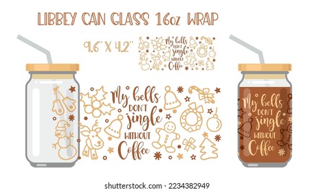 Printable Full wrap for libby class can. A pattern with Christmas symbols and lettering