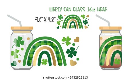 Printable Full wrap for libby class can. A pattern with St Patricks day symbols. Boho rainbow