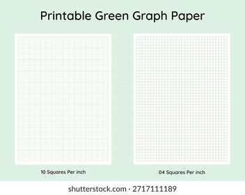 Papel gráfico verde imprimible cuatro, 4, diez, 10, cuadrados por pulgada, EPS 10