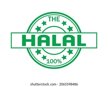 Printable green stamp with text the %100 HALAL. Icon isolated on a white background vector image illustration for business, industry, trade and services . logo template eps10