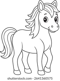 Printable horse coloring page with adorable design for farm animal coloring books