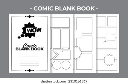 Printable Interior Pages KDP Comic Blank Book Vector Design Template