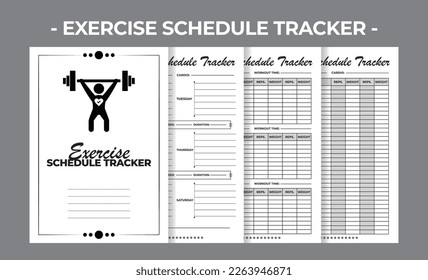 Printable Interior Pages KDP Exercise Schedule Tracker Book Vector Design Template