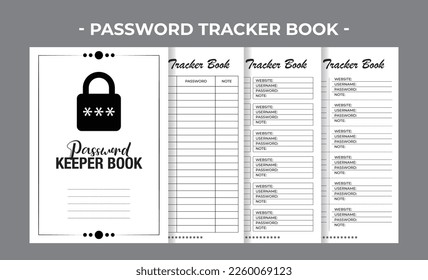 Printable Interior Pages KDP Password Tracker Book Vector Design Template