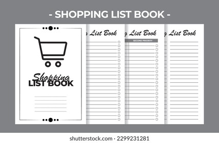 Printable Interior Pages KDP Shopping List Book Vector Design Template
