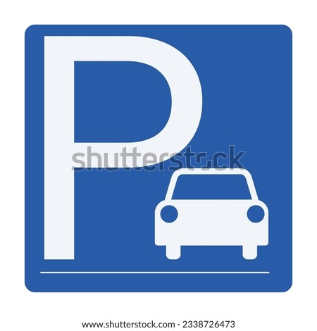 Printable isolated rectangle square blue and white parking area, car or motor vehicle park lot