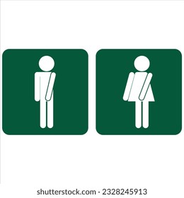 Aufkleber mit bedruckbarem Aufkleber, Design von Männern und Frauen, Toilette, WC, Toilettenschilder in grünem quadratischem Design