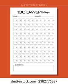 Printable KDP 100 Days Challenge Book Vectordesign Template