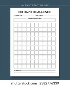 Printable KDP 100 Days Challenge Book Vector Design Template