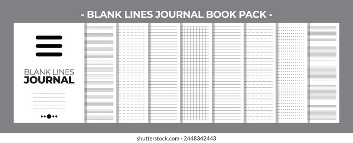 Printable KDP Blank Lines Journal Book Vector Design Template