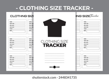 Printable KDP Clothing Size Blank Book Vector Design Template