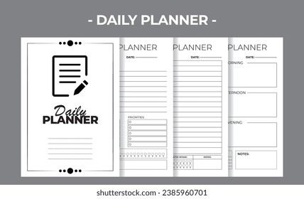 Plantilla de diseño de vectores de libros en blanco impresa de KDP Daily Planner