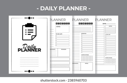 Plantilla de diseño de vectores de libros en blanco impresa de KDP Daily Planner