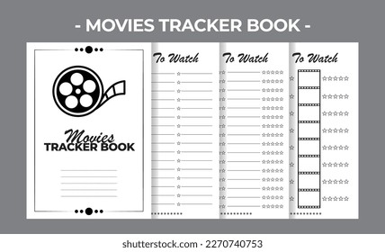 Plantilla de diseño de vectores de libros de seguimiento de películas de KDP imprimible