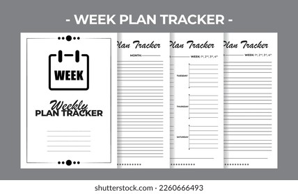 Plantilla de diseño de vectores de libros del plan semanal de KDP imprimible