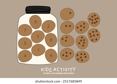 Printable Kids Activity, Cookie Jar Matching Number