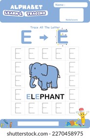 printable kids worksheet learn and trace alphabet