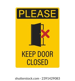 Printable label sticker pictogram round sign of keep door closed, do not open door, indoor, office, for industrial safety and caution sign