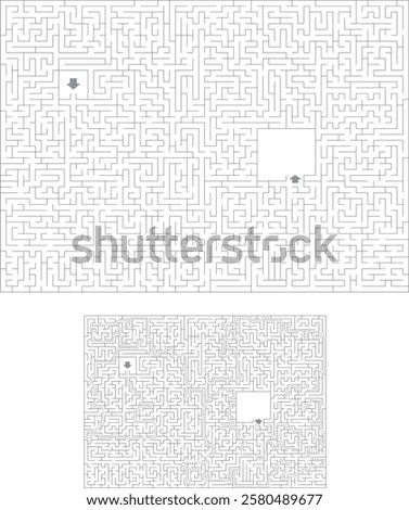 Printable labyrinth, maze game for older children or adults. Find the right path. Quite a difficult task. Not for small children. Also works as a mirror image and upside down. Solution included.