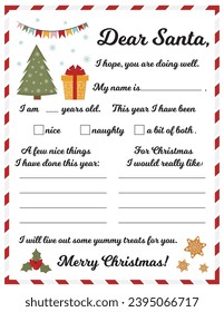 Printable Letter to Santa. Santa Letters for kids. Dear Santa Letter. Santa mail. Christmas Wish List.