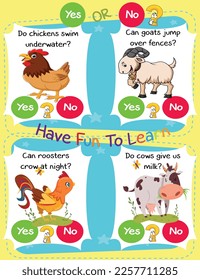 Printable Logic Kid Task and Answer Question Worksheet It's a yes-or-no game. Learn about kids' education activities. Children learn and play brain games.
