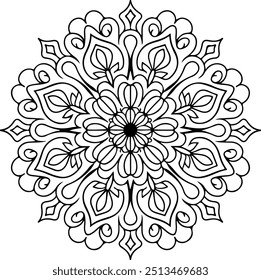 Printable Mandala for Coloring, Geometric Mandala Outline for Creative Projects
