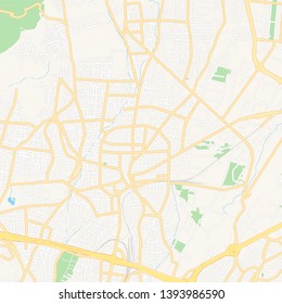 Printable map of Acharnes, Greece with main and secondary roads and larger railways. This map is carefully designed for routing and placing individual data.