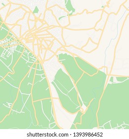 Printable map of Agrinio, Greece with main and secondary roads and larger railways. This map is carefully designed for routing and placing individual data.