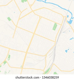 Printable map of Barysaw, Belarus with main and secondary roads and larger railways. This map is carefully designed for routing and placing individual data.
