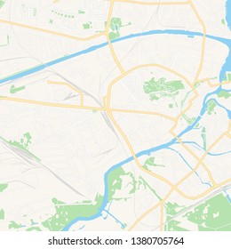 Printable map of Brandenburg an der Havel, Germany with main and secondary roads and larger railways. This map is carefully designed for routing and placing individual data.