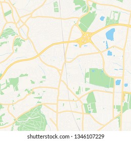 Printable map of Brunn am Gebirge, Austria with main and secondary roads and larger railways. This map is carefully designed for routing and placing individual data.