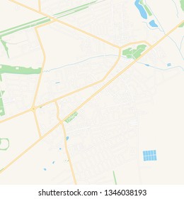 Printable map of Byaroza, Belarus with main and secondary roads and larger railways. This map is carefully designed for routing and placing individual data.