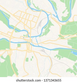 Printable map of Charleville-Mezieres, France with main and secondary roads and larger railways. This map is carefully designed for routing and placing individual data.