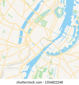 Printable map of Copenhagen, Denmark with main and secondary roads and larger railways. This map is carefully designed for routing and placing individual data.