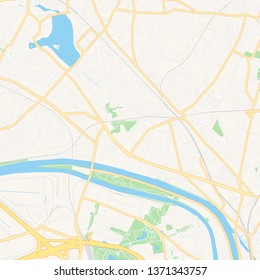 Printable map of Epinay-sur-Seine, France with main and secondary roads and larger railways. This map is carefully designed for routing and placing individual data.