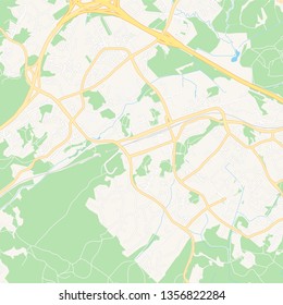 Printable map of Espoo, Finland with main and secondary roads and larger railways. This map is carefully designed for routing and placing individual data.