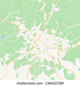 Printable map of Feldkirchen, Austria with main and secondary roads and larger railways. This map is carefully designed for routing and placing individual data.