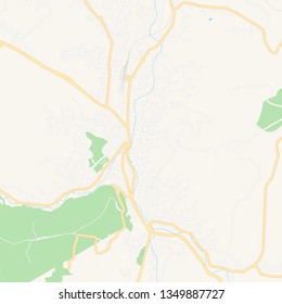 Printable map of Gabrovo, Bulgaria with main and secondary roads and larger railways. This map is carefully designed for routing and placing individual data.